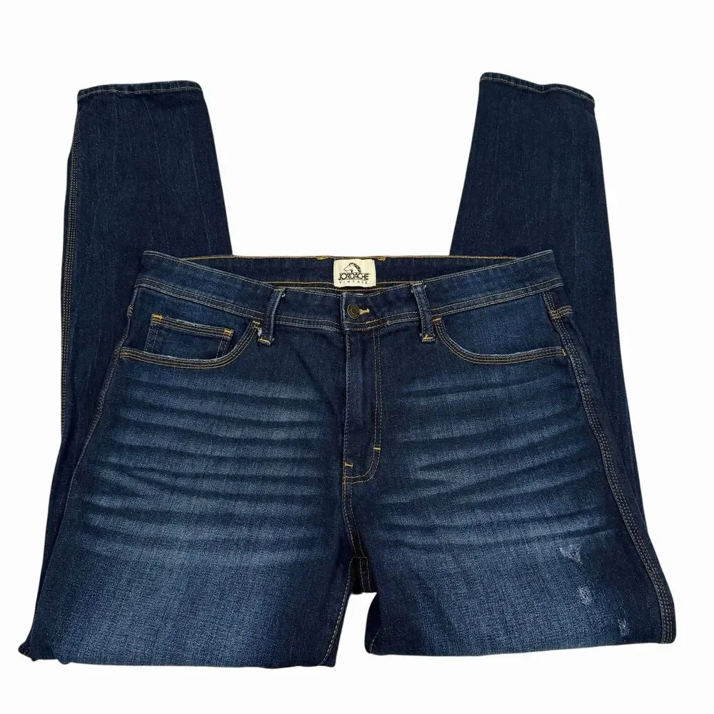 Jordache Vintage Mens Jeans Horse Cowboy 36x32 Distressed‎ Blue Denim Taper